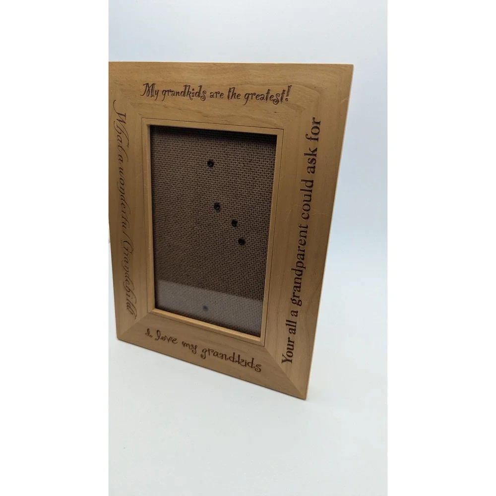 Decorel Wood Picture Frame Grandkids Engraved Sentimental Rustic Holds 4x6